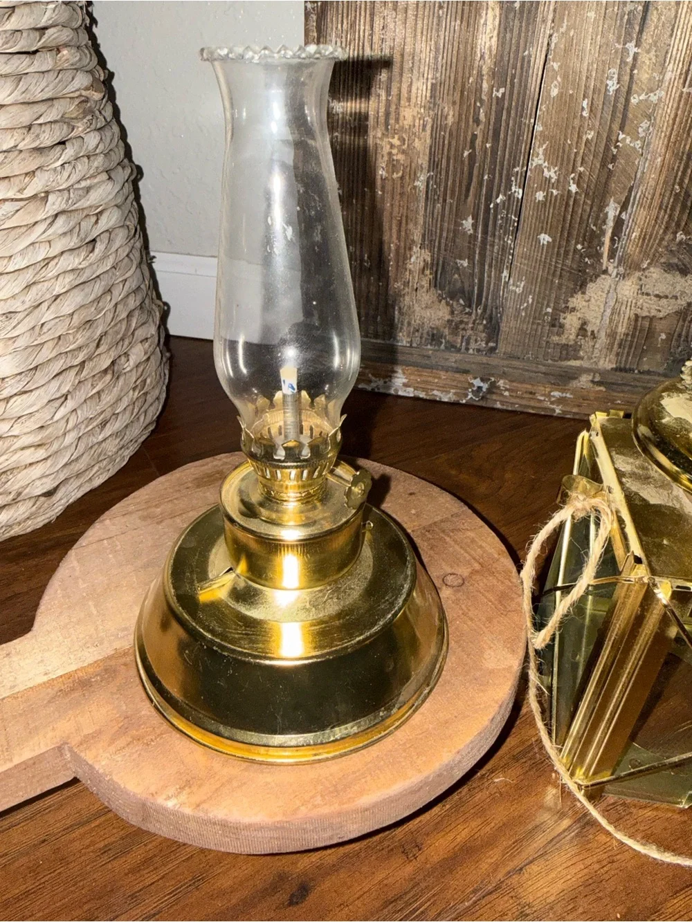 Ship Lantern Nautical Brass Color Oil Lamp 9 In Tall